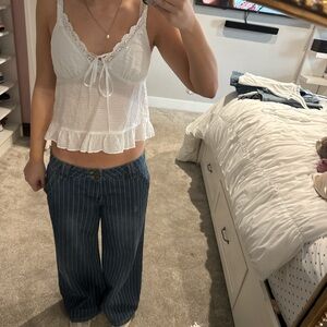 Pacsun White Lace Trim Tank Top